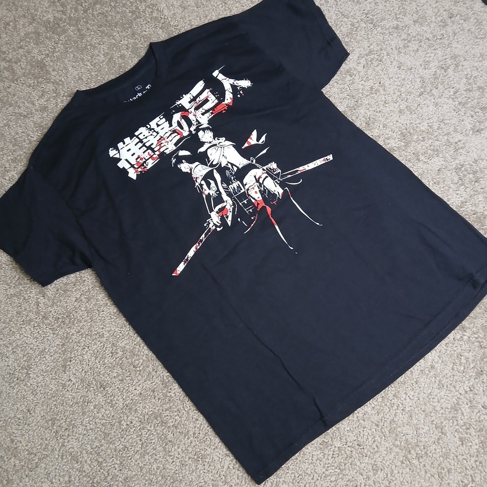 Attack on Titan Mens T-Shirt Large Black Funimation Anime Eren Levi Graphic Tee